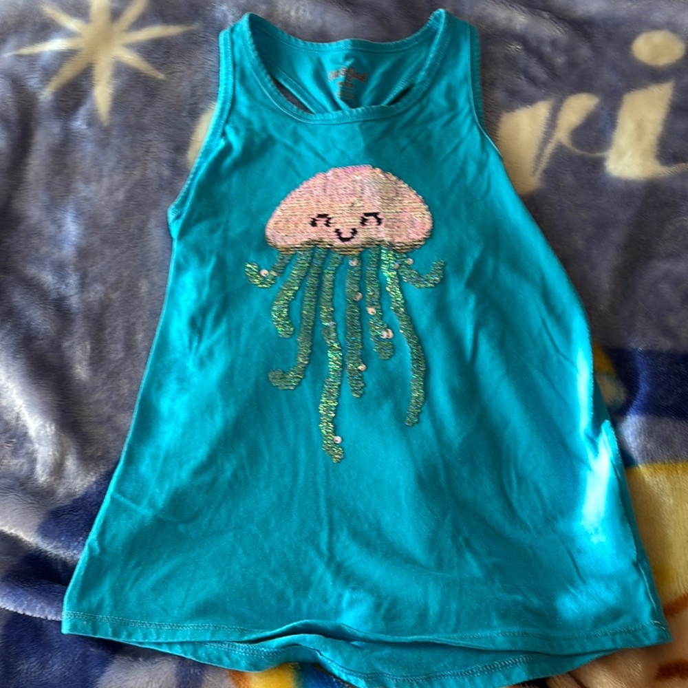 Cat & Jack Turquoise Tank Top with Jellyfish Design